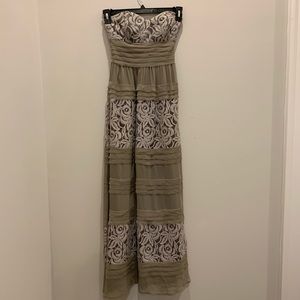 BCBG Grey Lace Maxi Dress
